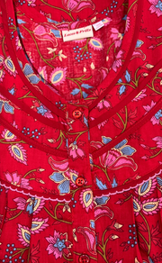 Red Garden Pure Cotton Sleeveless Nighty. Pure Durable Cotton | Laces and Frills