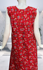 Red Garden Pure Cotton Sleeveless Nighty. Pure Durable Cotton | Laces and Frills