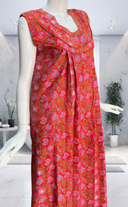Red Garden Pure Cotton Sleeveless Nighty. Pure Durable Cotton | Laces and Frills