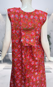 Red Garden Pure Cotton Sleeveless Nighty. Pure Durable Cotton | Laces and Frills
