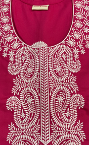 Pink Embroidery Spun Nighty. Flowy Spun Fabric | Laces and Frills