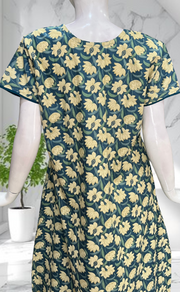 Blue Floral Pure Cotton Nighty. Pure Durable Cotton | Laces and Frills