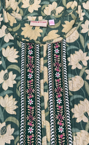 Pista Green Floral Pure Cotton Nighty. Pure Durable Cotton | Laces and Frills