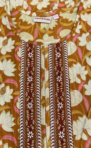 Yellow Floral Pure Cotton Nighty. Pure Durable Cotton | Laces and Frills