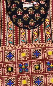 Black Kalamkari Pure Cotton Nighty. Pure Durable Cotton | Laces and Frills