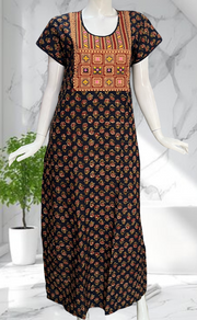 Blue Kalamkari Pure Cotton Nighty. Pure Durable Cotton | Laces and Frills