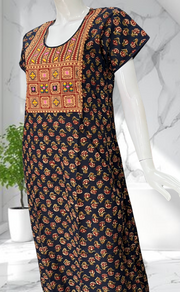 Blue Kalamkari Pure Cotton Nighty. Pure Durable Cotton | Laces and Frills