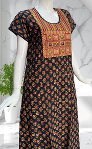 Blue Kalamkari Pure Cotton Nighty. Pure Durable Cotton | Laces and Frills