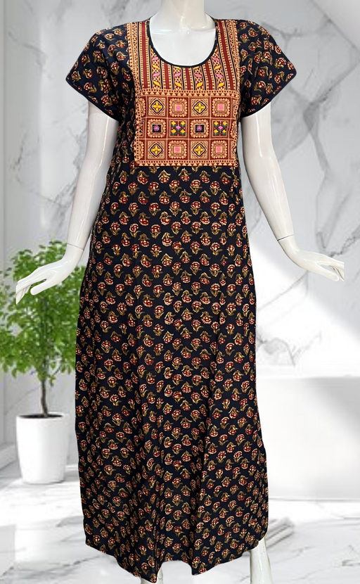 Blue Kalamkari Pure Cotton Nighty. Pure Durable Cotton | Laces and Frills