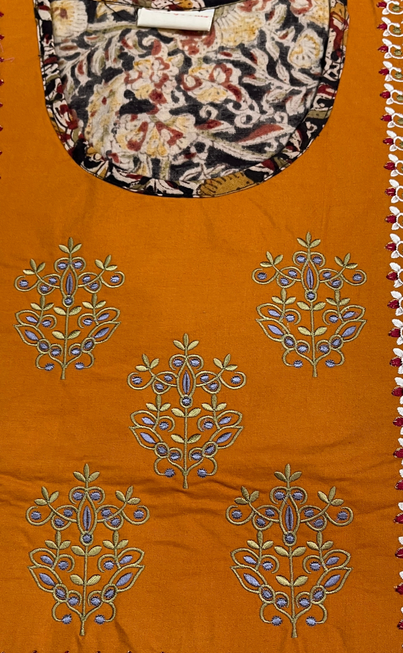 Mustard/Black Kalamkari Pure Cotton Nighty. Pure Durable Cotton | Laces and Frills