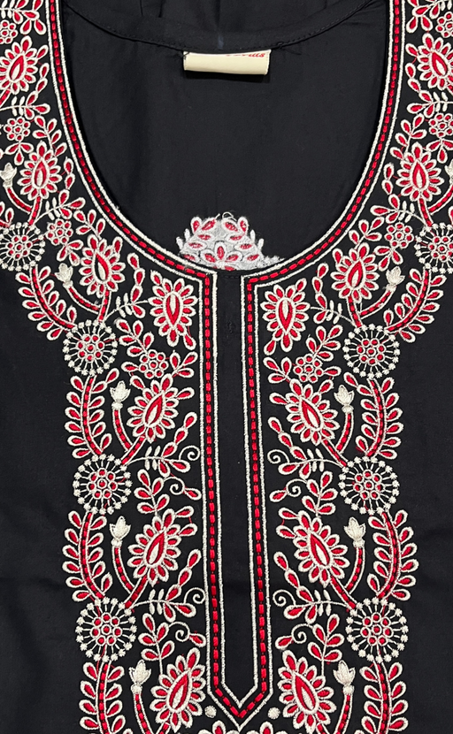 Black Embroidery Soft Cotton Long Sleeves Nighty. Soft Breathable Fabric | Laces and Frills