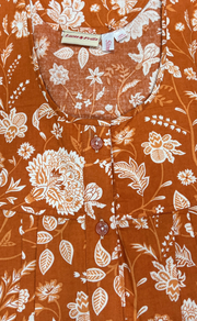 Orange Garden Full Open Pure Cotton Nighty. Pure Cotton | Laces and Frills