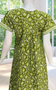 Green Garden Full Open Pure Cotton Nighty. Pure Cotton | Laces and Frills