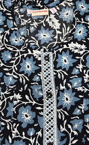 Black Garden Full Open Pure Cotton Nighty. Pure Cotton | Laces and Frills