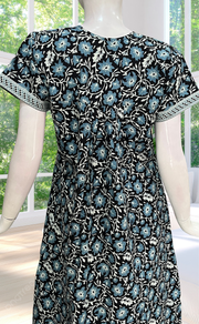 Black Garden Full Open Pure Cotton Nighty. Pure Cotton | Laces and Frills