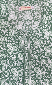 Pista Green Floral Full Open Pure Cotton Nighty. Pure Cotton | Laces and Frills