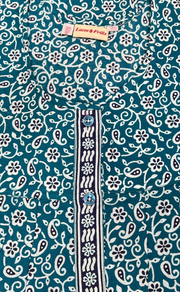 Sky Blue Floral Full Open Pure Cotton Nighty. Pure Cotton | Laces and Frills