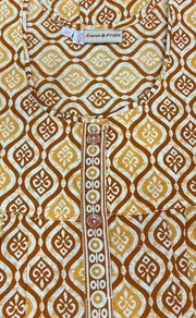 Dark Yellow Abstract Full Open Pure Cotton Nighty. Pure Cotton | Laces and Frills