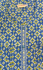 Blue Abstract Full Open Pure Cotton Nighty. Pure Cotton | Laces and Frills