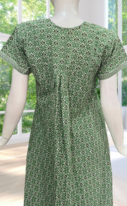 Pista Green Abstract Full Open Pure Cotton Nighty. Pure Cotton | Laces and Frills