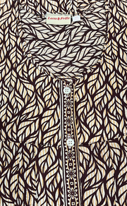Brown Leafy Full Open Pure Cotton Nighty. Pure Cotton | Laces and Frills