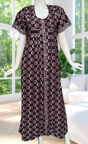 Wine Color Abstract Full Open Pure Cotton Nighty. Pure Cotton | Laces and Frills