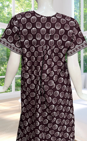 Wine Color Abstract Full Open Pure Cotton Nighty. Pure Cotton | Laces and Frills