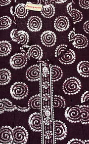 Wine Color Abstract Full Open Pure Cotton Nighty. Pure Cotton | Laces and Frills