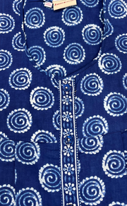 Blue Abstract Full Open Pure Cotton Nighty. Pure Cotton | Laces and Frills