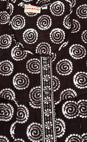 Brown Abstract Full Open Pure Cotton Nighty. Pure Cotton | Laces and Frills