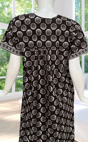 Brown Abstract Full Open Pure Cotton Nighty. Pure Cotton | Laces and Frills