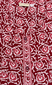 Red Garden Full Open Pure Cotton Nighty. Pure Cotton | Laces and Frills