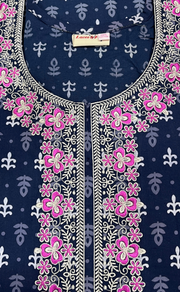 Blue Leafy Pure Cotton Nighty. Pure Durable Cotton | Laces and Frills