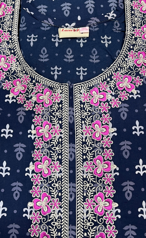 Blue Leafy Pure Cotton Nighty. Pure Durable Cotton | Laces and Frills