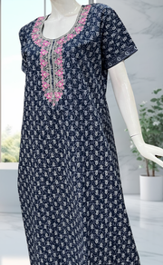 Blue Garden Pure Cotton Nighty. Pure Durable Cotton | Laces and Frills