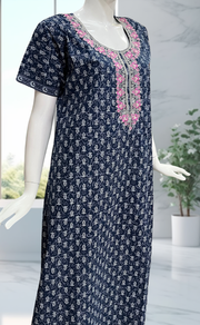 Blue Garden Pure Cotton Nighty. Pure Durable Cotton | Laces and Frills