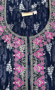 Blue Leaves Pure Cotton Nighty. Pure Durable Cotton | Laces and Frills