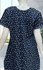 Blue Leaves Pure Cotton Nighty. Pure Durable Cotton | Laces and Frills