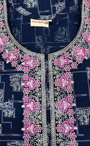 Blue Abstract Pure Cotton Nighty. Pure Durable Cotton | Laces and Frills