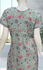Pista Green Garden Pure Cotton Nighty. Pure Durable Cotton | Laces and Frills