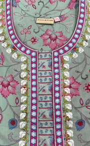 Pista Green Garden Pure Cotton Nighty. Pure Durable Cotton | Laces and Frills