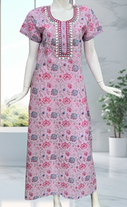 Pink Garden Pure Cotton Nighty. Pure Durable Cotton | Laces and Frills