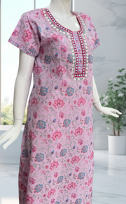 Pink Garden Pure Cotton Nighty. Pure Durable Cotton | Laces and Frills