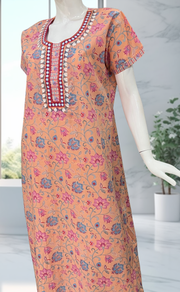 Peach Garden Pure Cotton Nighty. Pure Durable Cotton | Laces and Frills - Laces and Frills