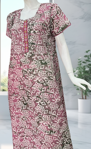 Pink/Green Batik Pure Cotton Nighty. Pure Durable Cotton | Laces and Frills