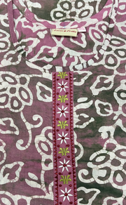 Pink/Green Batik Pure Cotton Nighty. Pure Durable Cotton | Laces and Frills