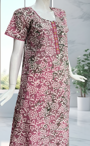 Pink/Green Batik Pure Cotton Nighty. Pure Durable Cotton | Laces and Frills