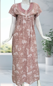 Light Peach Crushed Soft Cotton Nighty. Soft Breathable Fabric | Laces and Frills