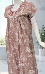 Light Peach Crushed Soft Cotton Nighty. Soft Breathable Fabric | Laces and Frills