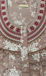 Light Peach Crushed Soft Cotton Nighty. Soft Breathable Fabric | Laces and Frills